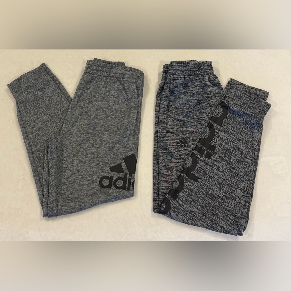 2 pairs of Adidas boys 10/12 (M) tech material tapered sweatpants